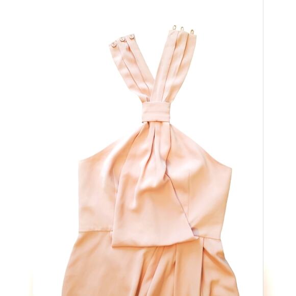 Shona Joy Light Pink Peach Cream Core Knot Draped Dress Sz 4 - Picture 3 of 9